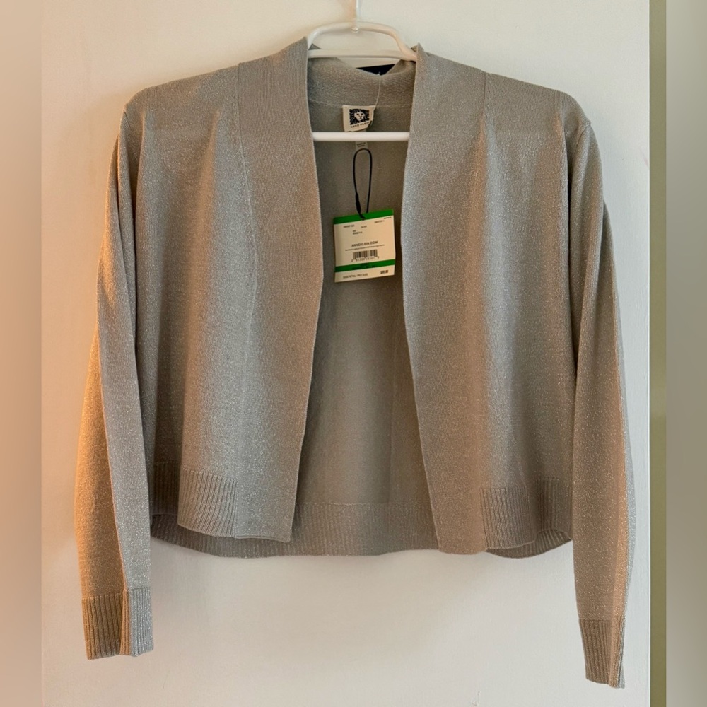 NWT Anne Klein silver sparkle cardigan - L